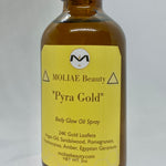 ⭐ Pyra Gold | Body Glow Oil Spray | 24kt Gold | Argan Oil |Sandalwood | Pomegranate | Frankincense | Amber | Egyptian Geraniums