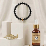 MA'at MoonSea Black Obsidian Crystal Bracelet | REIKI Infused of Ankh Ra 360 Body Oil