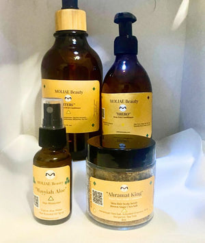 ULTIMATE ITERU Shampoo Oil Set | Ahramat KING Hair Scalp Scrub | Shampoo Cleanse | HIERO Deep Conditioner| MAYYIAH Aloe Moisturizer | Sea Salt | Bergamot | Argan