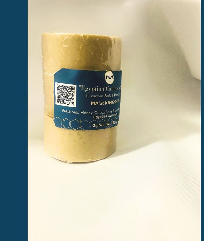 Egyptian Cashmere Soap | MA'at KINGSHIP | Patchouli | Egyptian Cocoa Bean Butter | Argan | Geraniums