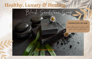 Black Sandstone Soap | Activated Charcoal | Patchouli | Black Seed Oil | Chrysanthemums flowers