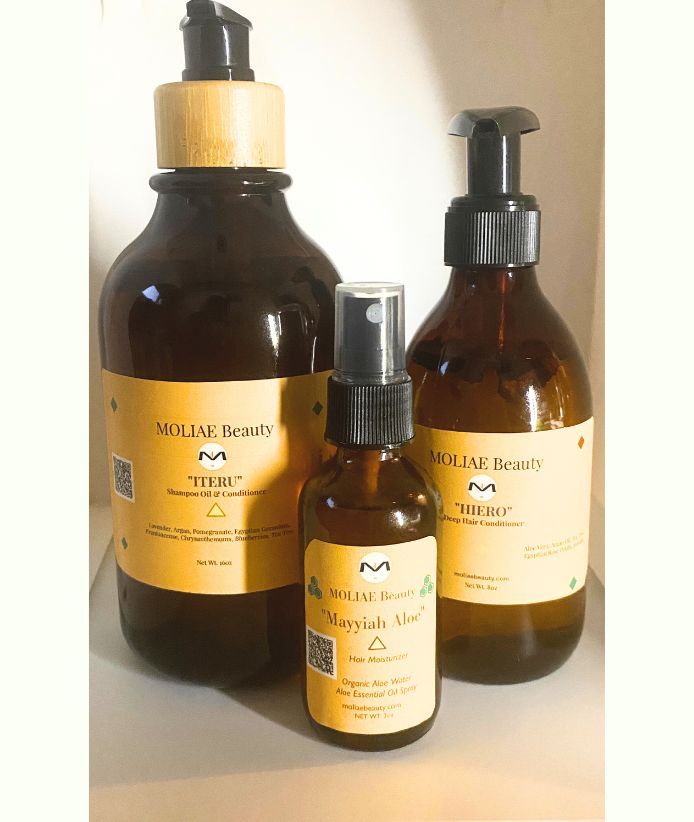 PRIME ITERU Shampoo Oil Set | Shampoo Cleanse | HIERO Deep Conditioner| MAYYIAH Aloe Moisturizer | Lavender | Argan | Aloe