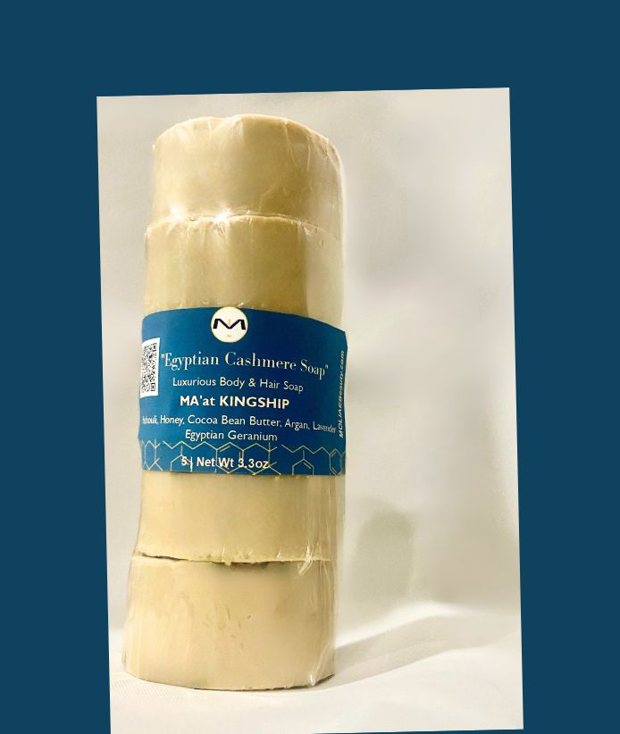 Egyptian Cashmere Soap | MA'at KINGSHIP | Patchouli | Egyptian Cocoa Bean Butter | Argan | Geraniums