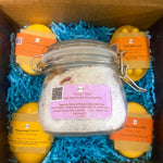 Gift Box Kit: Queen's Retreat | Milhi Oasis Grounding Sea Salt Ritual | Turmeric Golden Soap Massage Bar | Egyptian Rose Petals