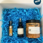 Gift Box Kit King In Me Collection | Khufu Self-Care | Khufu Oil Spray | Lip Oil | Para Paradise Brown Sugar Patchouli Body Scrub