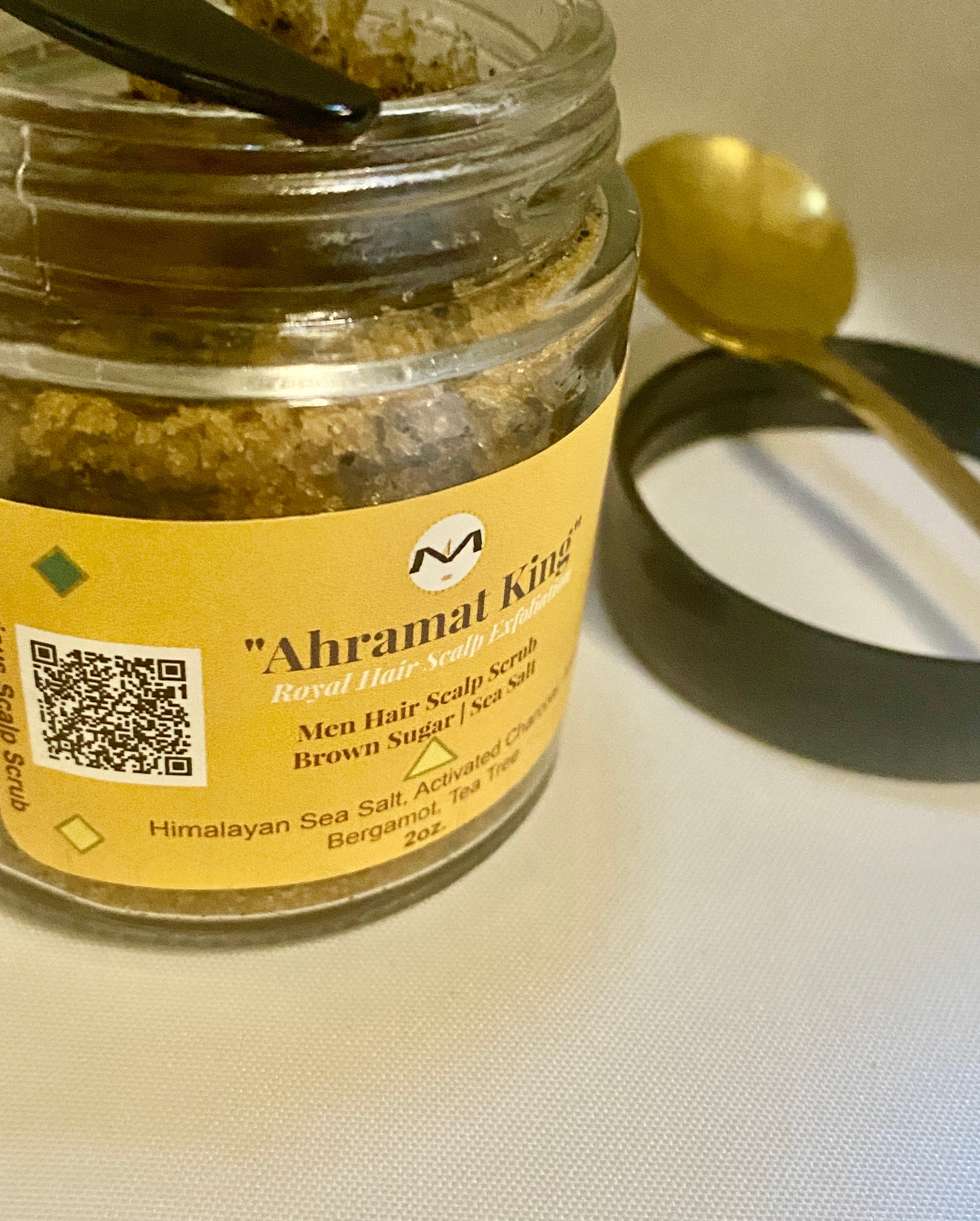 AHRAMAT King Hair Scalp Scrub | Men | Sea Salt | Brown Sugar | Bergamot | Amla | Tea Tree