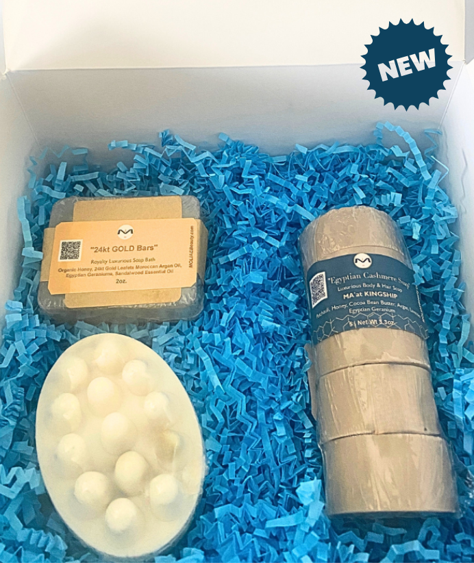 Gift Box Kit | King Paradise Rule | Egyptian Cashmere Soap | Thebes Camel Milk Soap | 24kt Gold Bar Soap
