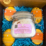 Gift Box Kit: Queen's Retreat | Milhi Oasis Grounding Sea Salt Ritual | Turmeric Golden Soap Massage Bar | Egyptian Rose Petals